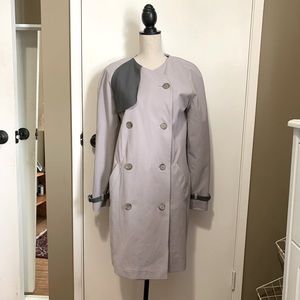 ASOS White Label Trench Coat Leather Detail Grey